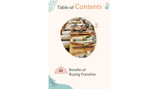 Table Of Contents Dining Room Franchise One Pager Sample Example Document