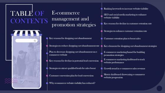 Table Of Contents E Commerce Management Promotion Strategies
