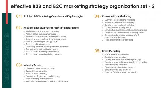 Table Of Contents Effective B2b And B2c Marketing Strategy Organization Set 2