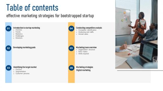 Table Of Contents Effective Marketing Strategies For Bootstrapped Startup Strategy SS V
