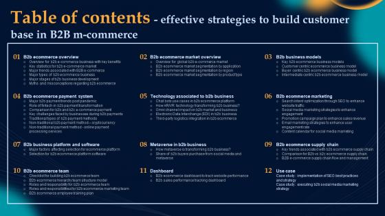 Table Of Contents Effective Strategies To Build Customer Base In B2b M Commerce