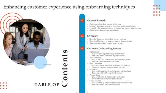 Table Of Contents Enhancing Customer Experience Using Onboarding Techniques