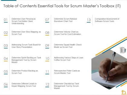 Table of contents essential tools for scrum masters toolbox it