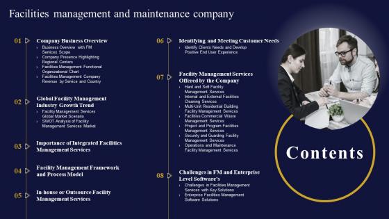 Table Of Contents Facilities Management And Maintenance Company Ppt Slides Image