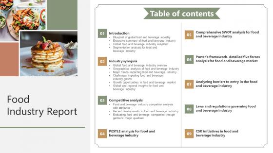 Table Of Contents Food Industry Report IR SS V