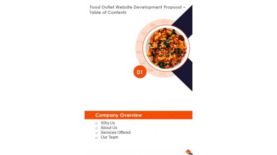 Table Of Contents Food Outlet Website Development Proposal One Pager Sample Example Document