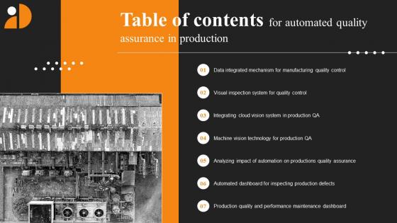 Table Of Contents For Automated Quality Automated Quality Assurance In Production