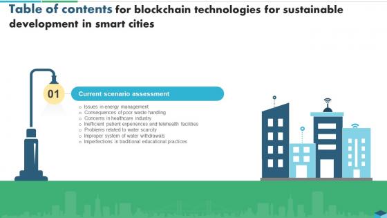 Table Of Contents For Blockchain Technologies For Sustainable Development In Smart Cities BCT SS