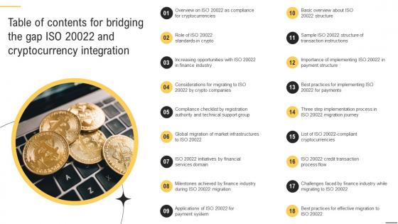 Table Of Contents For Bridging The Gap Iso 20022 And Cryptocurrency Integration BCT SS V