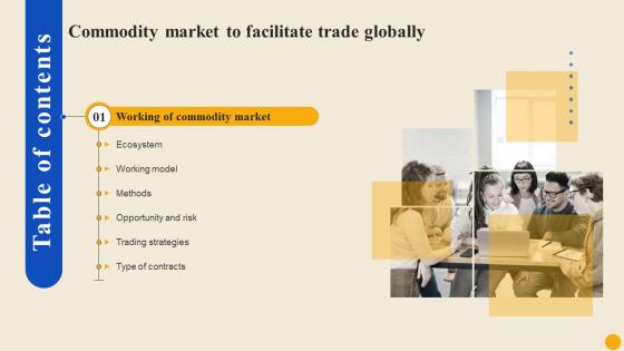 Table Of Contents For Commodity Market To Facilitate Trade Globally Fin SS