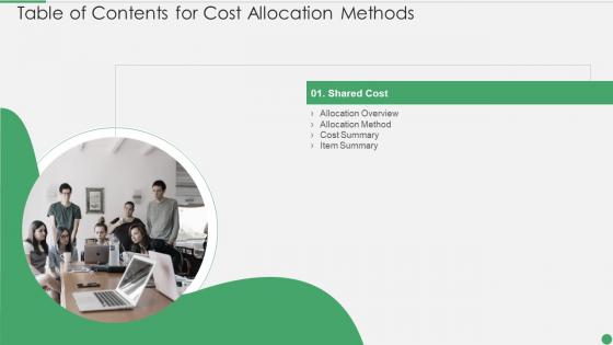 Table Of Contents For Cost Allocation Methods Summary Ppt Outline Graphics Download