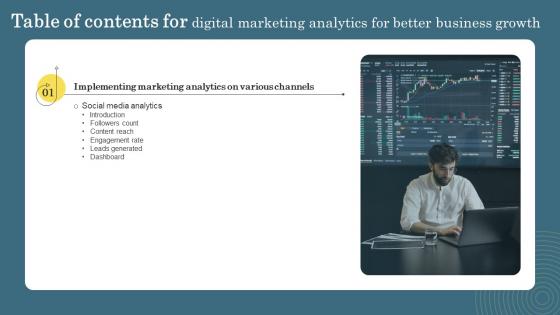 Table Of Contents For Digital Marketing Analytics Digital Marketing Analytics For Better Business