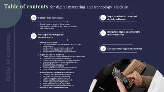 Table Of Contents For Digital Marketing And Technology Checklist Ppt Layouts Design Ideas