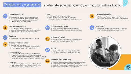 Table Of Contents For Elevate Sales Efficiency With Automation Tactics
