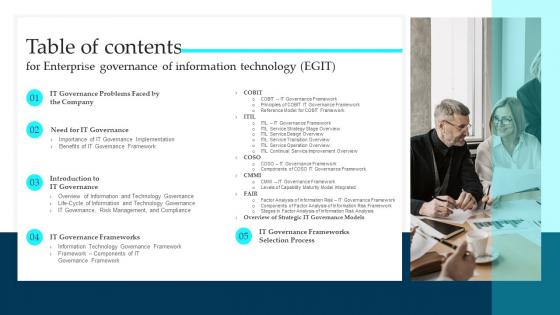 Table Of Contents For Enterprise Governance Of Information Technology EGIT