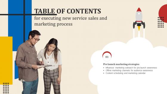 Table Of Contents For Executing New Service Sales And Marketing Process Ppt Slides Icon