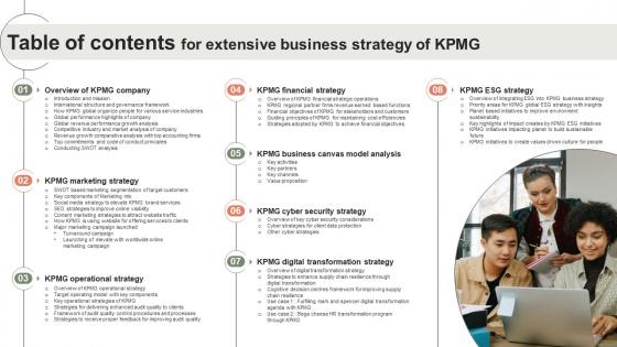 Table Of Contents For Extensive Business Strategy Of KPMG Strategy SS V