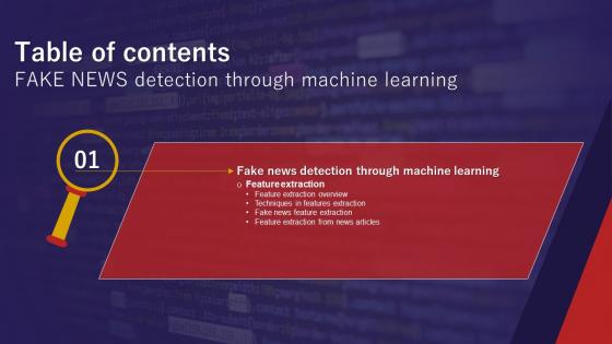 Table Of Contents For FAKE NEWS Detection Through Machine Learning ML SS