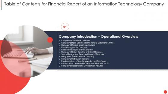 Table Of Contents For Financial Report Of An Information Technology Company