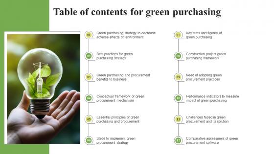Table Of Contents For Green Purchasing Strategy SS