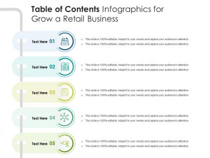 Table of contents for grow a retail business infographic template