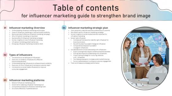 Table Of Contents For Influencer Marketing Guide To Strengthen Brand Image Strategy Ss