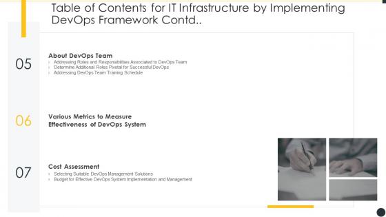 Table of contents for it infrastructure by implementing devops framework