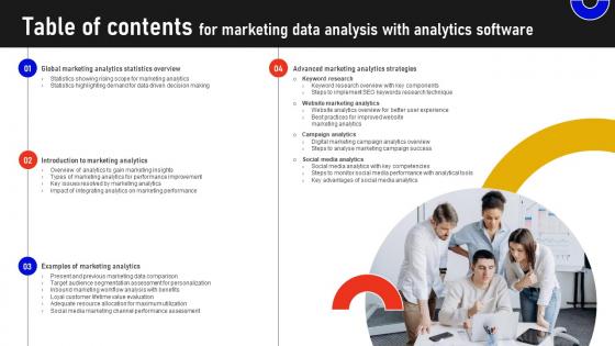 Table Of Contents For Marketing Data Analysis With Analytics Software MKT SS V
