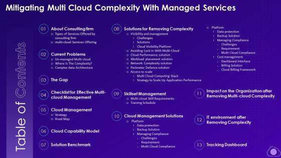 Table Of Contents For Mitigating Multi Cloud Complexity With Managed Services