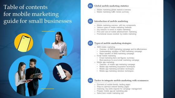 Table Of Contents For Mobile Marketing Guide For Small Businesses