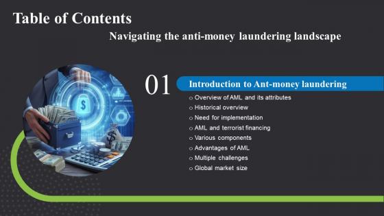 Table Of Contents For Navigating The Anti Money Laundering Landscape Fin SS