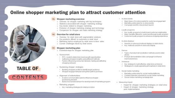 Table Of Contents For Online Shopper Marketing Plan To Attract Customer Attention