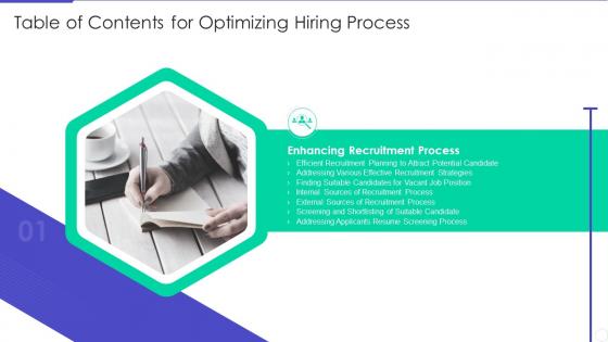 Table Of Contents For Optimizing Hiring Process Ppt Slides Outline