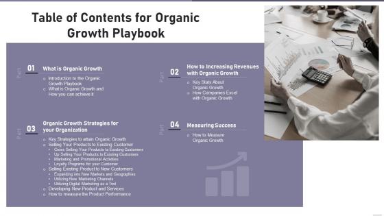 Table Of Contents For Organic Growth Playbook Ppt Styles Objects