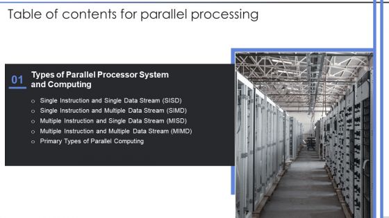 Table Of Contents For Parallel Processing Ppt Slides Professional