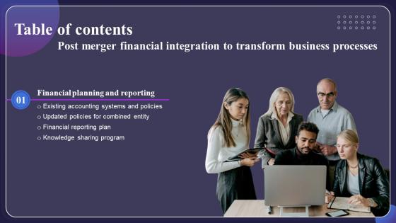 Table Of Contents For Post Merger Financial Integration To Transform Business Processes CRP DK SS