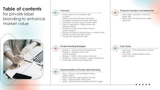 Table Of Contents For Private Label Branding To Enhance Market Value