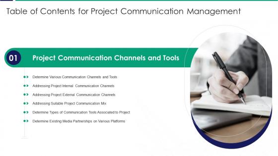 Table Of Contents For Project Communication Management Determine Ppt Icon Guidelines