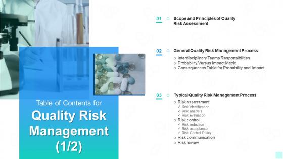 Table Of Contents For Quality Risk Management Ppt Powerpoint Presentation File Show