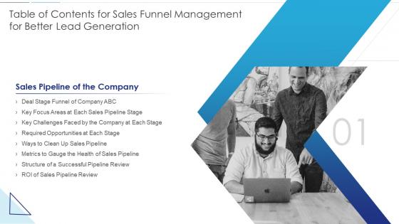 Table Of Contents For Sales Funnel Management For Better Lead Generation