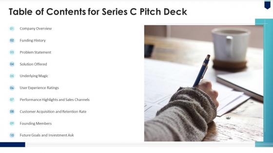 Table of contents for series c pitch deck ppt powerpoint presentation inspiration