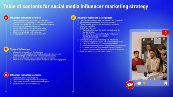 Table Of Contents For Social Media Influencer Marketing Strategy Strategy SS V