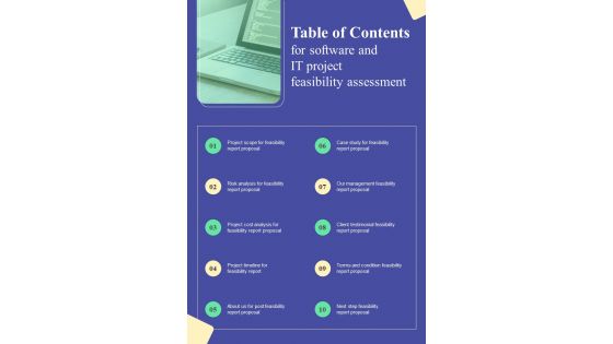 Table Of Contents For Software And IT Project Feasibility Assessment One Pager Sample Example Document