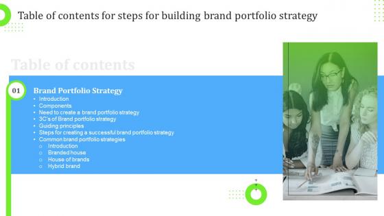 Table Of Contents For Steps For Building Brand Portfolio Strategy Ppt File Aids