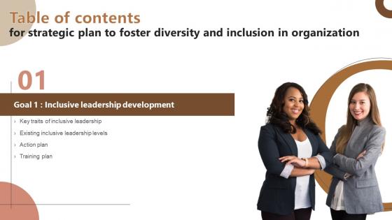 Table Of Contents For Strategic Plan To Foster Diversity And Inclusion In Organization