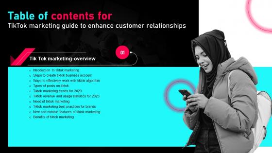Table Of Contents For Tiktok Marketing Guide To Enhance Customer Relationships MKT SS V