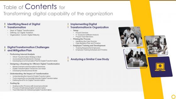 Table Of Contents For Transforming Digital Capability Of The Organization