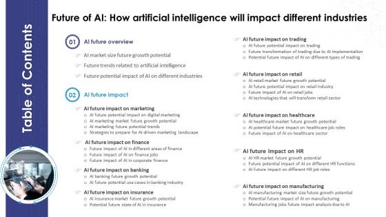 Table Of Contents Future Of AI How Artificial Intelligence Will Impact Different Industries AI SS