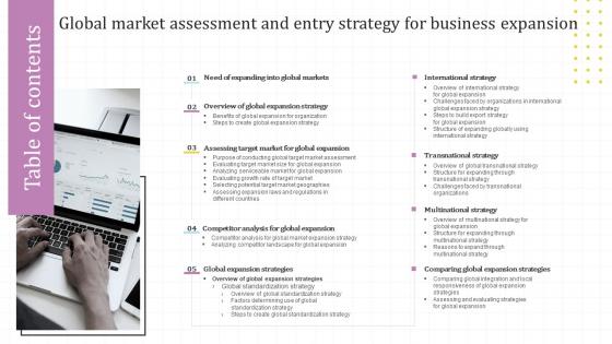 Table Of Contents Global Market Assessment And Entry Strategy For Business Expansion