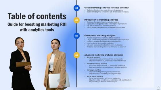 Table Of Contents Guide For Boosting Marketing Roi With Analytics Tools MKT SS V